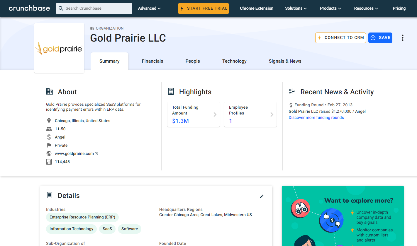 Gold Prairie company profile on Crunchbase